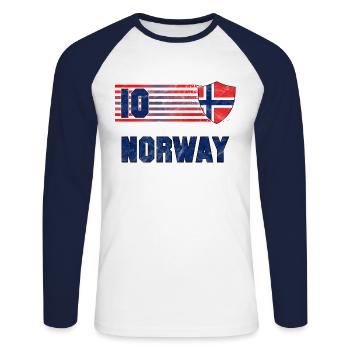 Norway Football Team - Unisex Long Sleeve Baseball T-Shirt - white/navy - Front - Nik (191cm)