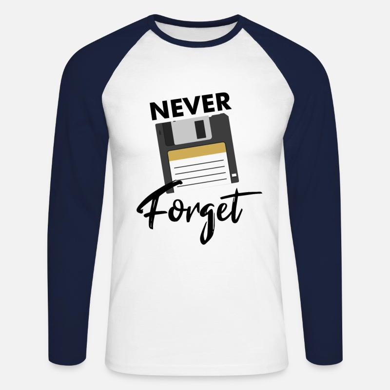 Nerd Nerds Diskette Spruch - Unisex Baseballshirt langarm - Weiß/Navy