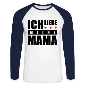 ich liebe meine mama herz - Unisex Baseballshirt langarm - Weiß/Navy - Vorne - Nik (191cm)