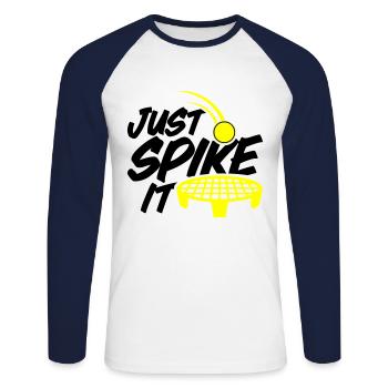 Farbe änderbar | Roundnet Spikeball Fun - Unisex Baseballshirt langarm - Weiß/Navy - Vorne - Nik (191cm)