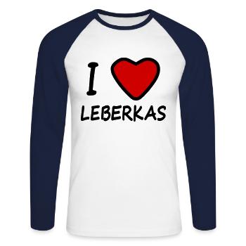 I Herz Love Leberkas Leberkäs Leberkäse - Unisex Baseballshirt langarm - Weiß/Navy - Vorne - Nik (191cm)