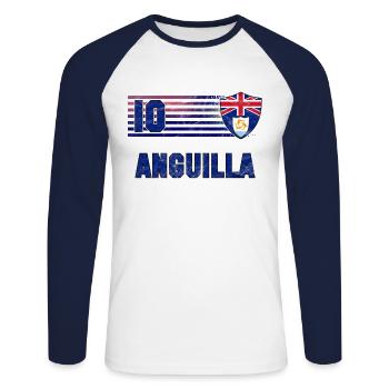 Anguilla Fußball Mannschaft - Unisex Baseballshirt langarm - Weiß/Navy - Vorne - Nik (191cm)