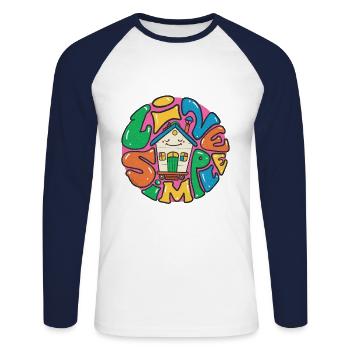 Vivre une -maison simple - T-shirt baseball manches longues Homme - blanc/marine - Devant - Nik (191cm)