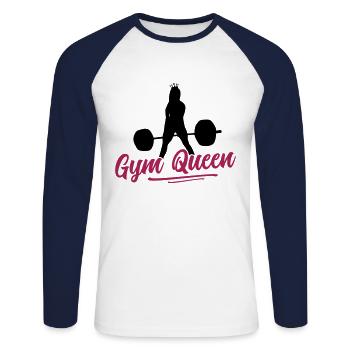 fitness fille gym reine - T-shirt baseball manches longues Homme - blanc/marine - Devant - Nik (191cm)
