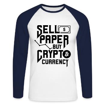 Cryptocurrency Crypto Trader Cryptocurrency Crypto Crypto - Unisex Long Sleeve Baseball T-Shirt - white/navy - Front - Nik (191cm)
