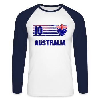 Australia Football Team - Unisex Long Sleeve Baseball T-Shirt - white/navy - Front - Nik (191cm)