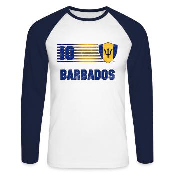 Équipe de football de la Barbade - T-shirt baseball manches longues Homme - blanc/marine - Devant - Nik (191cm)