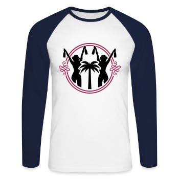 filles fête palm femmes vacances silhouette - T-shirt baseball manches longues Homme - blanc/marine - Devant - Nik (191cm)