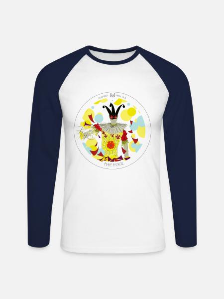 The Fool | Den narre Tarot kort - Langærmet herre-baseballshirt - hvid/marineblå