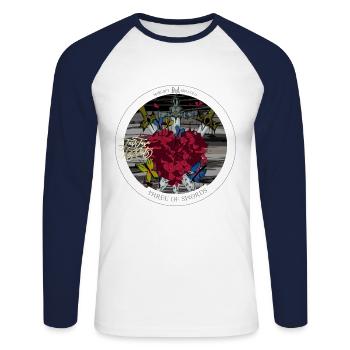 Three of Swords | Three of the swords tarot card - Unisex Long Sleeve Baseball T-Shirt - white/navy - Front - Nik (191cm)