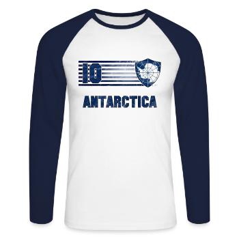 Antarctica Football Team - Unisex Long Sleeve Baseball T-Shirt - white/navy - Front - Nik (191cm)
