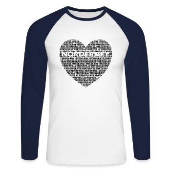 Cœur Norderney - T-shirt baseball manches longues Homme - blanc/marine - Devant - Nik (191cm)