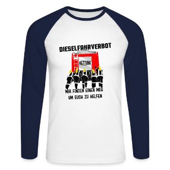 Pompier Drôle Cadeau Sauveur Pompier - T-shirt baseball manches longues Homme - blanc/marine - Devant - Nik (191cm)