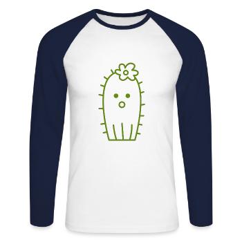 cactus - Unisex Long Sleeve Baseball T-Shirt - white/navy - Front - Nik (191cm)