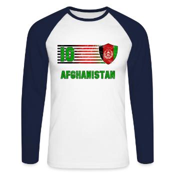 Afghanistan Fußball Mannschaft - Unisex Baseballshirt langarm - Weiß/Navy - Vorne - Nik (191cm)