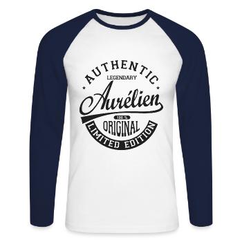 Aurélien personalized gift aurelien name - Unisex Long Sleeve Baseball T-Shirt - white/navy - Front - Nik (191cm)