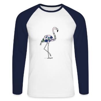 Pure Flamingo - Körper Kunst Design - Unisex Baseballshirt langarm - Weiß/Navy - Vorne - Nik (191cm)