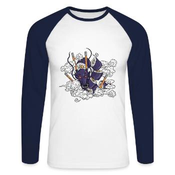 Sushi dragon design - Unisex Long Sleeve Baseball T-Shirt - white/navy - Front - Nik (191cm)