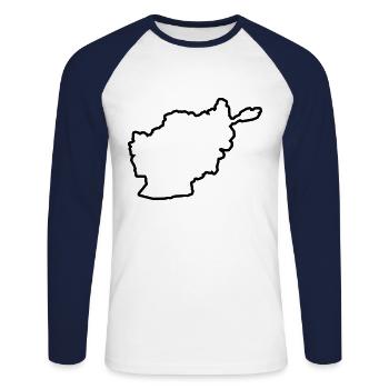 afghanistan silhouette pays outline - T-shirt baseball manches longues Homme - blanc/marine - Devant - Nik (191cm)
