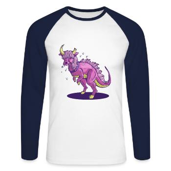 Jurassic Cow - Unisex Long Sleeve Baseball T-Shirt - white/navy - Front - Nik (191cm)