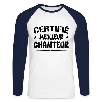 Certified Best Singer - Singer Gift - Unisex Long Sleeve Baseball T-Shirt - white/navy - Front - Nik (191cm)
