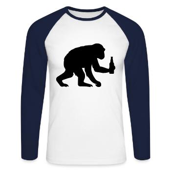 affe silhouette bier - Unisex Baseballshirt langarm - Weiß/Navy - Vorne - Nik (191cm)
