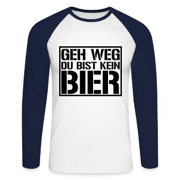 Farbe änderbar | Geh Weg Du Bist Kein Bier - Unisex Baseballshirt langarm - Weiß/Navy - Vorne - Nik (191cm)
