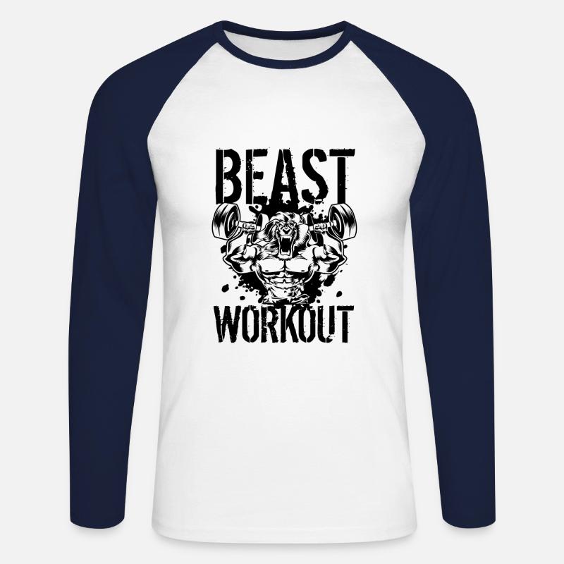 Löwe Gym Beast Workout - Unisex Baseballshirt langarm - Weiß/Navy
