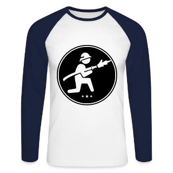 icône du service d'incendie - T-shirt baseball manches longues Homme - blanc/marine - Devant - Nik (191cm)