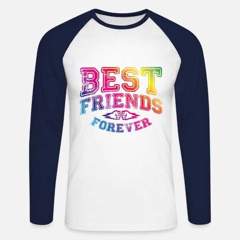 beste freunde bunt - Unisex Baseballshirt langarm - Weiß/Navy