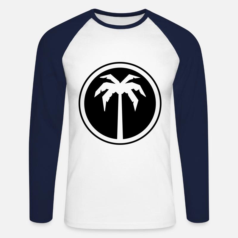 palm tree icon symbol - Unisex Long Sleeve Baseball T-Shirt - white/navy