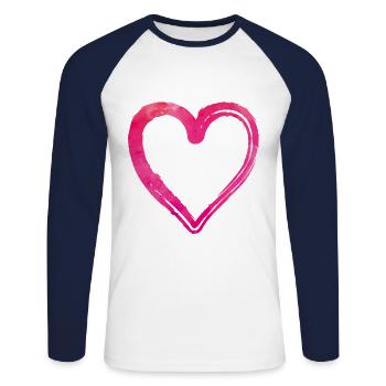 heart pink - Unisex Long Sleeve Baseball T-Shirt - white/navy - Front - Nik (191cm)