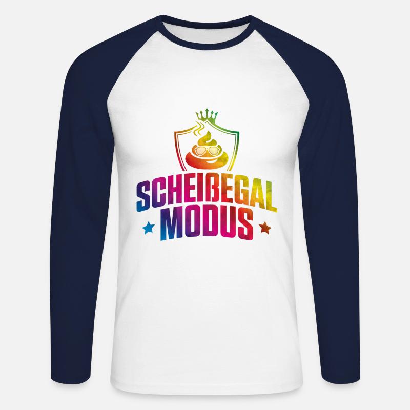 Scheißegal modus bunt - Unisex Baseballshirt langarm - Weiß/Navy