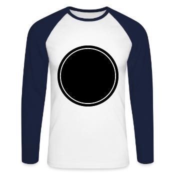 circle symbol blank icon - Unisex Long Sleeve Baseball T-Shirt - white/navy - Front - Nik (191cm)