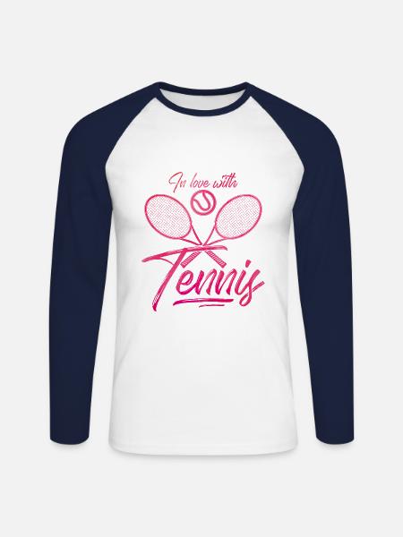 Ich liebe Tennis - Unisex Baseballshirt langarm - Weiß/Navy