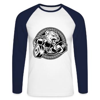Entraînement de la bête d'ours - T-shirt baseball manches longues Homme - blanc/marine - Devant - Nik (191cm)