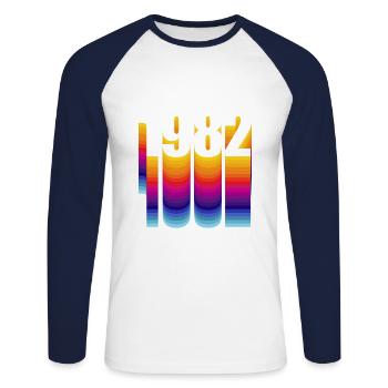 1982 Geburtstagsfeiergeschenk Made In 1982 - T-shirt baseball manches longues Homme - blanc/marine - Devant - Nik (191cm)