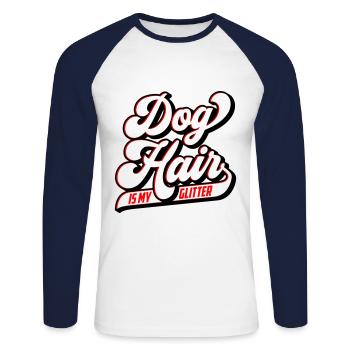 Les poils de chien sont mes paillettes | Les couleurs peuvent être modifiées - T-shirt baseball manches longues Homme - blanc/marine - Devant - Nik (191cm)