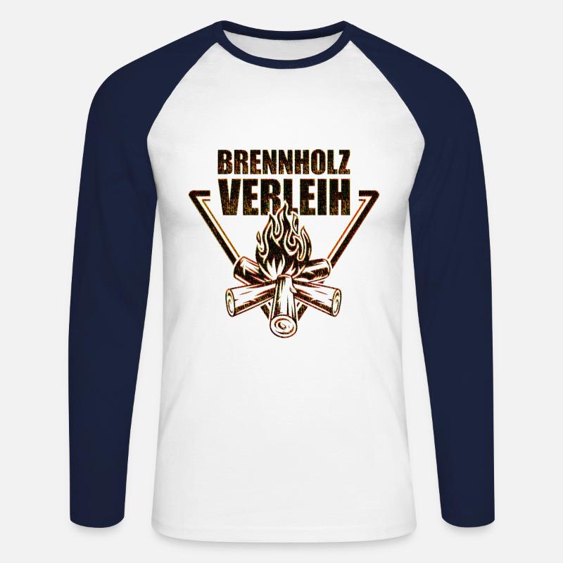Brennholz Verleih Feuer Code - Unisex Baseballshirt langarm - Weiß/Navy