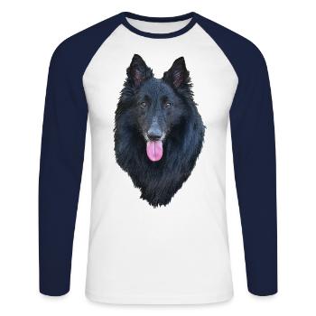 Belgian Shepherd Groenendael - Unisex Long Sleeve Baseball T-Shirt - white/navy - Front - Nik (191cm)