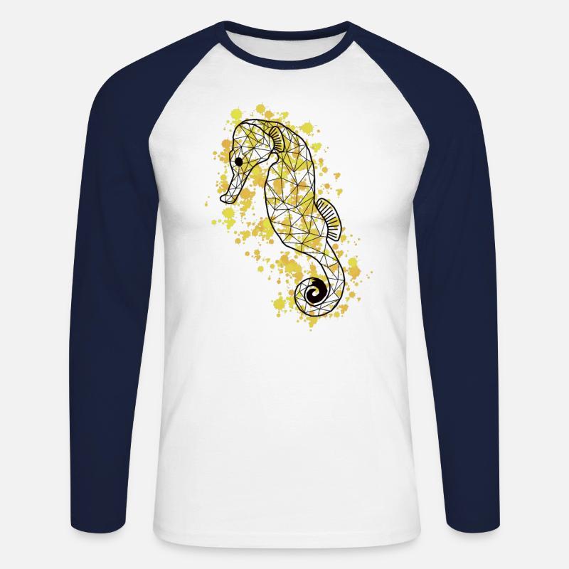 Seahorsee GeomeTRIX bunt - Unisex Baseballshirt langarm - Weiß/Navy