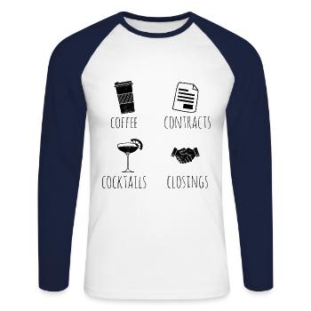 Immobilien-Händler Für Immobilien-Makler - Unisex Baseballshirt langarm - Weiß/Navy - Vorne - Nik (191cm)
