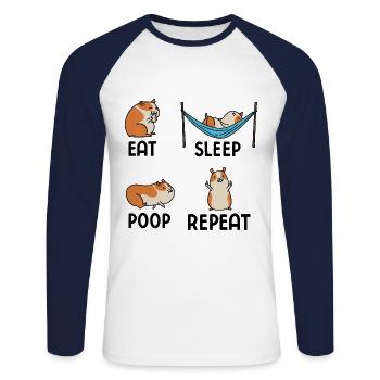 Nagetier Meerschwein Meerschweinchen - Unisex Baseballshirt langarm - Weiß/Navy - Vorne - Nik (191cm)