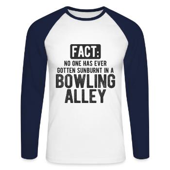 Bowling - Unisex Baseballshirt langarm - Weiß/Navy - Vorne - Nik (191cm)