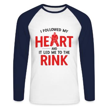 Eishockey - Unisex Baseballshirt langarm - Weiß/Navy - Vorne - Nik (191cm)