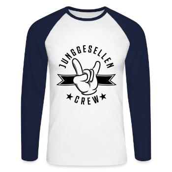 Junggesellen crew hand - Unisex Baseballshirt langarm - Weiß/Navy - Vorne - Nik (191cm)