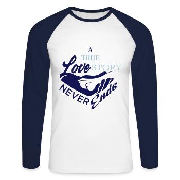 Dog's Paw Love Story - Unisex Long Sleeve Baseball T-Shirt - white/navy - Front - Nik (191cm)
