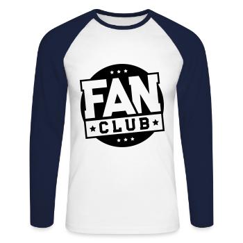 fan club - Unisex Long Sleeve Baseball T-Shirt - white/navy - Front - Nik (191cm)