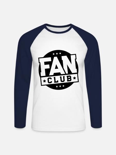 fan club - Unisex Long Sleeve Baseball T-Shirt - white/navy