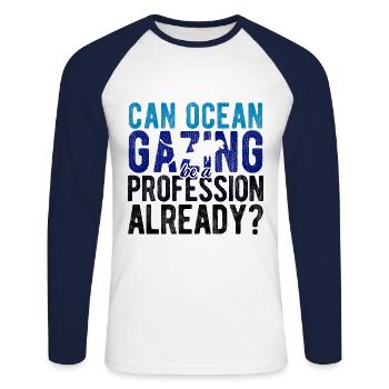 Apnoetaucher Freitaucher Taucher - Unisex Baseballshirt langarm - Weiß/Navy - Vorne - Nik (191cm)